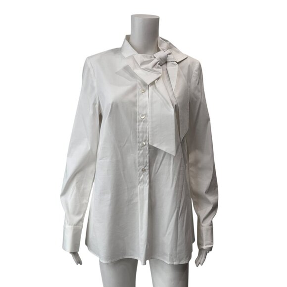 $795 NWT Maison Common White Button Bow Wool Blouse Shirt size 8 - Picture 1 of 9